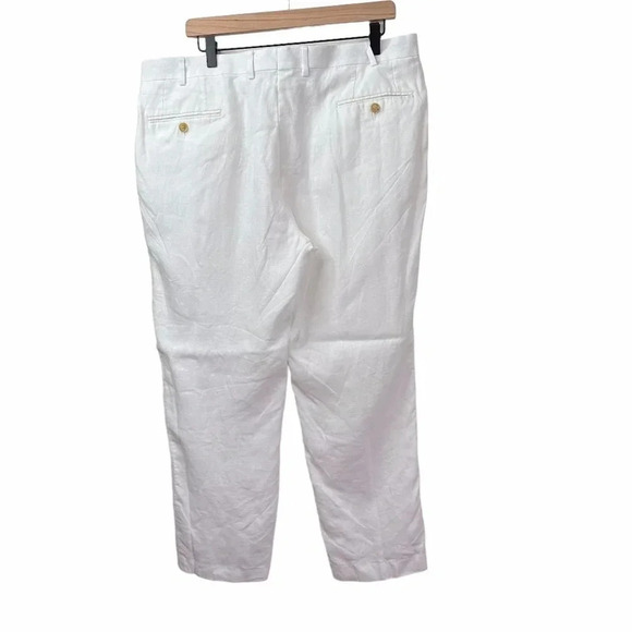 Lauren Ralph Lauren white 100% Linen Trouser Pants size Large - Picture 4 of 11